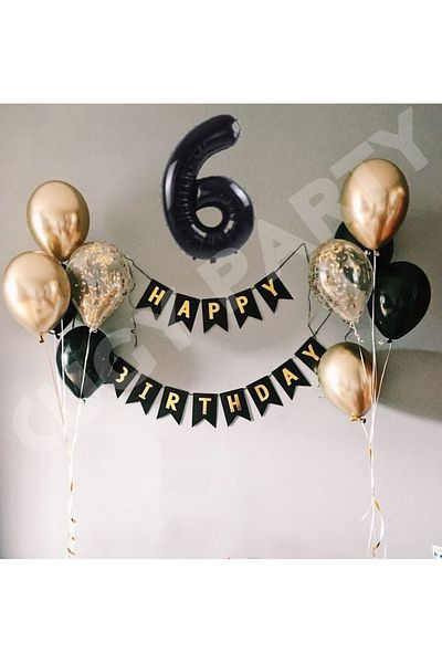 CUGY Black Gold 6 Year Old Birthday Practical Party Set