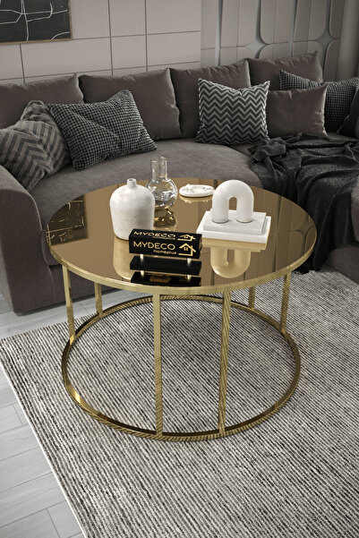 home plus mobilya Çift Bacak Orta Sehpa Gold Ayak Bronz Ayna & Bohem Sehpa &