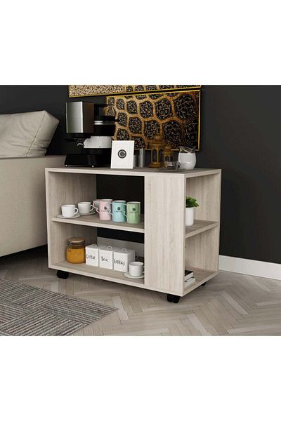 House One Coffee Corner | Coffee Table MDF Suitable for Living Room or Office - Beige  - 80x30x85 cm