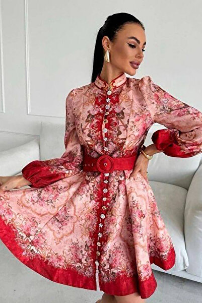 Neşeli Butik γυναικείο λινό φόρεμα σχεδίασης μοντέλου zimmerman NBEMP2666