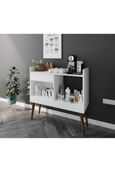 House One Coffee Corner|Coffee Table MDF with Large Storage Capacity Suitable -White & Brown-90X90X38cm