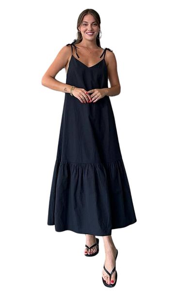 Moda Amore Rochie de vară cu bretele - țesătură popelin de bumbac Rochie midi subțire pentru femei 787