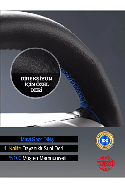Genel Markalar Ford Transit yeni süper deri Direksiyon Kılıfı, Dikmeli Mavi S...