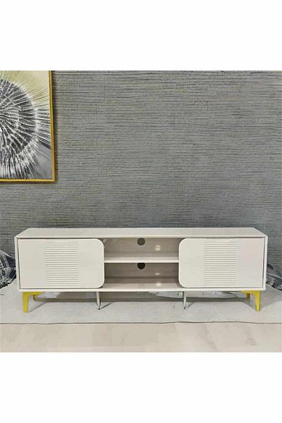 House One TV Table|Modern MDF TV Cabinet with Shelves and Storage Capacity Suitable-White-40x180x50cm