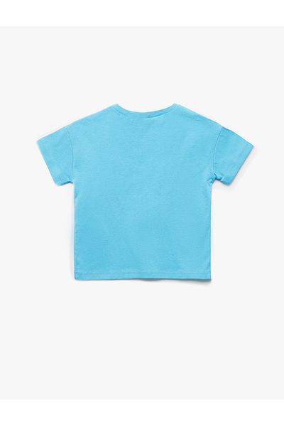 Koton Tricou din bumbac imprimat cu maneci scurte cu decolteu