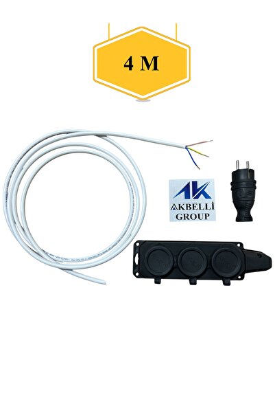 AKBELLİ GROUP %100 Bakır 3X2,5MM TTR Ara Kablolu Topraklı Kauçuk Siyah Fiş ve...