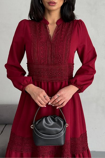 Neşeli Butik rochie detaliată din dantelă din țesătură atlas pentru femei NBMS2517