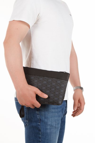 CERFF LEATHER CLUP Siyah Vegan Deri & Bilek Askılı El Çantası