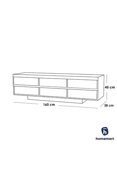 House One TV Table|Modern MDF TV Cabinet with Shelves and Storage Capacity Suitable-White-160x38x45cm