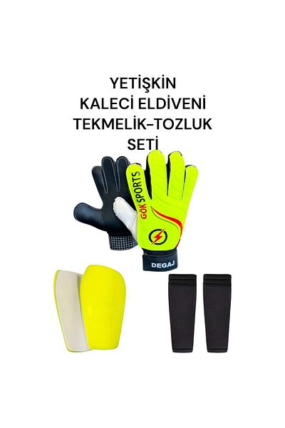 Gök Sports Adult Goalkeeper Gloves Set with Wrist Bandage Shin Guard Calf Protector and Ankle Socks