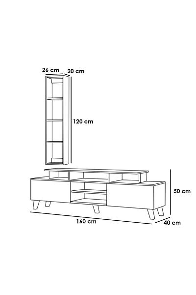 House One TV Table|Modern MDF TV Cabinet with Shelves and Storage Capacity Suitable -Black&Brown-160x40x50cm