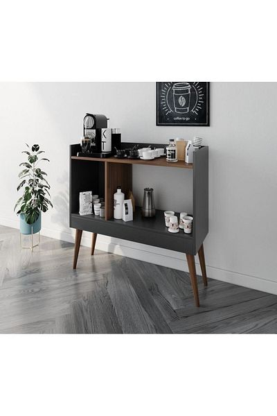 House One Coffee Corner|Coffee Table MDF with Large Storage Capacity Suitable -Black-90X90X38cm