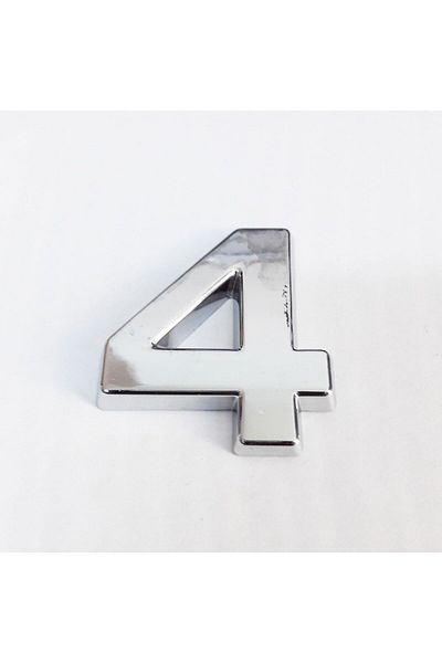 NEZADE STORE Number 4 3.75 cm with Chrome Adhesive