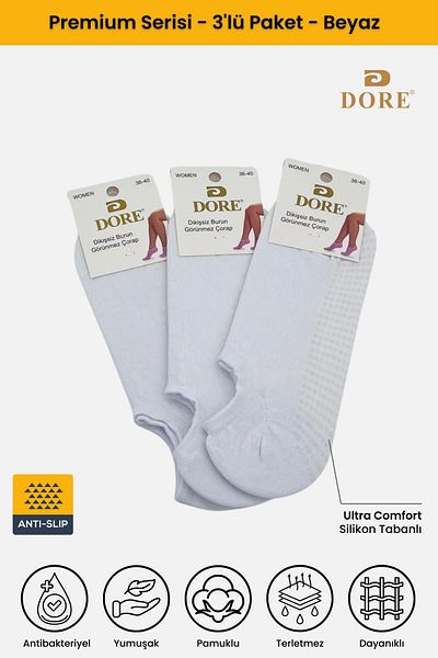 Dore Original Unisex 3 Pairs Anti-Slip Silicone Based Fitness Pilates Yoga Anti-Slip Hajj Umrah Tavaf Socks