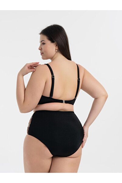 AQUAVİVA Aquaviva Women's Plus Size Black Tiger Pattern Nadide Bikini Set