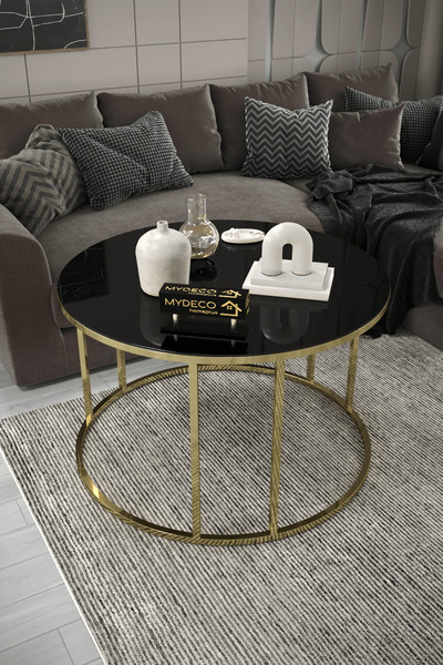 home plus mobilya C Orta Gold Siyah Orta Sehpa Zigon Sehpa Yan Sehpa Bohem Sehpa
