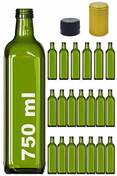 Afracam 750 مل ماراسكا أخضر، وعاء زيت بقفل، زجاجة زاوية بغطاء 20 قطعة