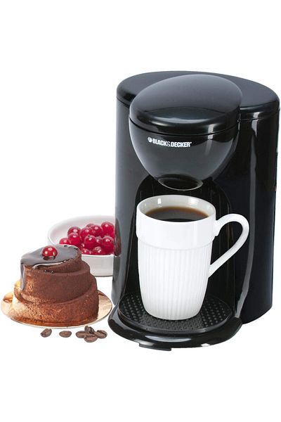 Black&Decker 330W Coffee Maker, One Cup Coffee Machine for Drip Coffee and Espresso with Coffee Mug, DCM25-B5