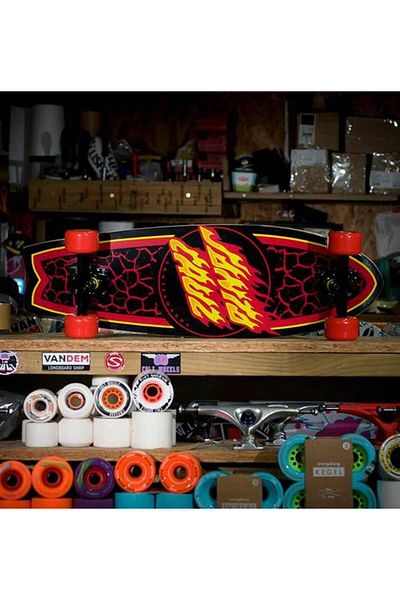 Santa Cruz لوح تزلج طويل كامل من Flame Dot Shark Cruiser مقاس 27.7 بوصة