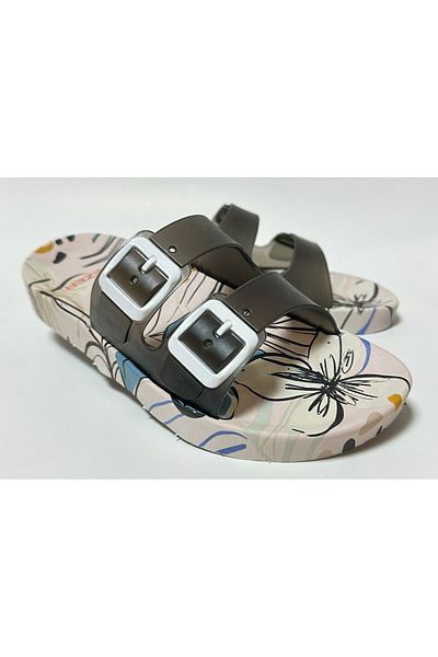 GEZER Non-Slip Anatomical Sole White Double Banded Buckleless Women's Home Street Guest and Wet Floor Slippers