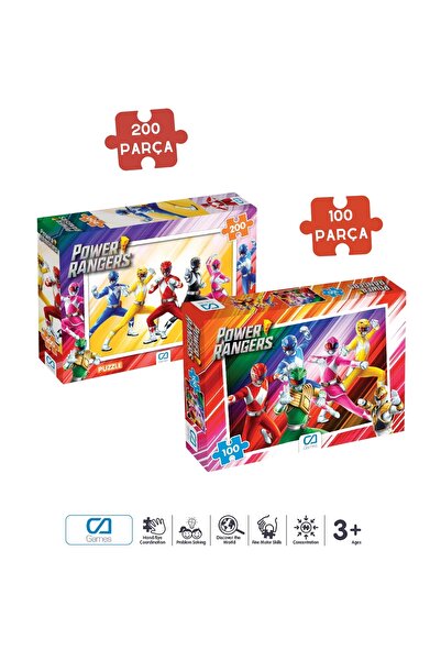 CA Games (2'Lİ SET) PowerRangers Lisanslı 200+100 Parça Çocuk Puzzle Yapboz S...