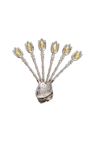 KT HOME Wedding Sugar and Spice Spoon, Coffee and Tea Spoon, with Stone Beads