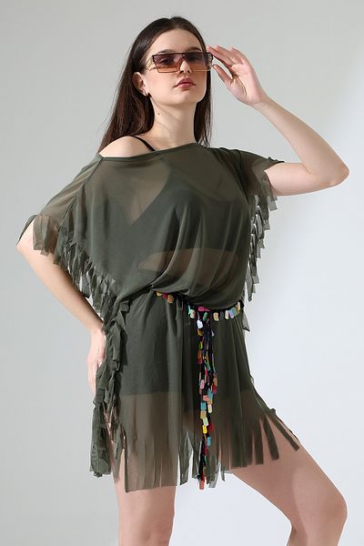 Esberin Tulle Pareo with Tassel Belt
