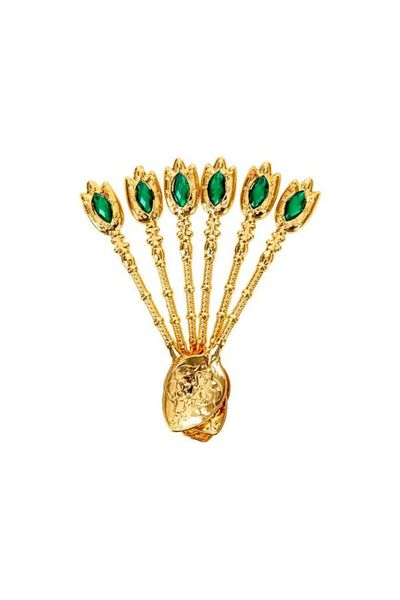 KT HOME Wedding Sugar and Spice Spoon, Coffee and Tea Spoon, with Stone Beads