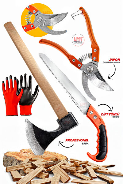 PROXTECH Bahçe El Aletleri 4 Parça Bağ Budama Makası/ 300m Testere /Metal Nac...