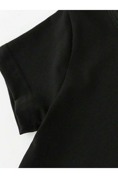 MAGORS Tricou pentru copii din bumbac pieptănat cu imprimeu cu vopsea neagră pentru fetiță