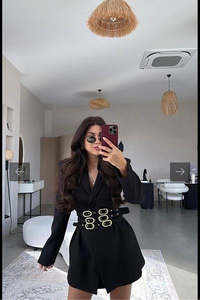 Neşeli Butik Women's Belt Detailed Blazer Jacket Nbmylk27