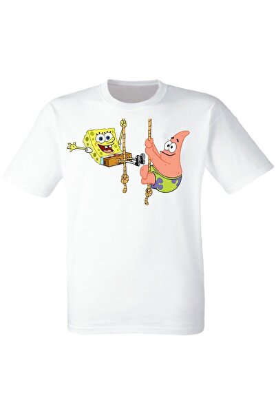 THİS GYOX تي شيرت أبيض مطبوع سبونج بوب