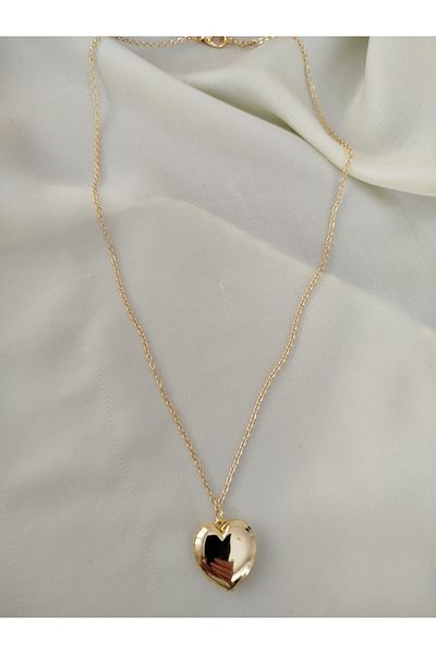 İPAR AKSESUAR 3' Gold Chain Heart Angel Detailled Necklace