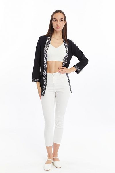 CNR TEKSTİL Leopard Print Blazer Look Jacket
