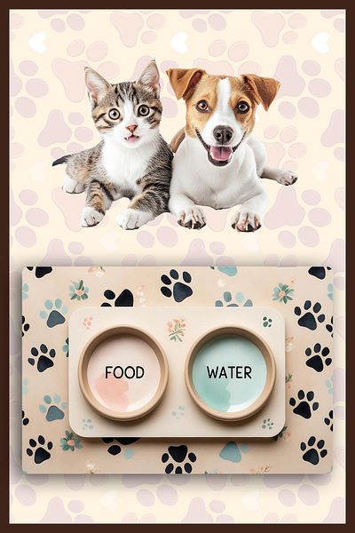 Dormot Modern Digital Printed Food and Water Mat - Cat Mat and Dog Mat (45X70 cm)