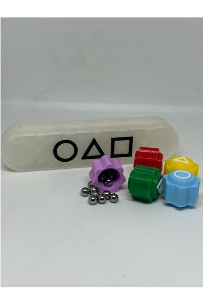 tekmation Kutulu-Bilyeli (Gece Parlayan Fosforlu) Squid Game Oyun 5 Taş Seti Renkli Taş Gonggi, Beş Taş