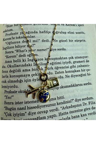 Butik Çelik Seyahat Uçak Dünya Pasaport Kolye