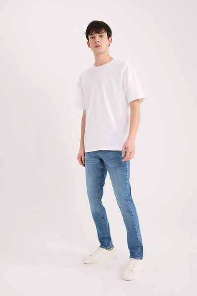 DeFacto B8418 Μπλε Pedro Slim Fit Skinny Fit Κανονική μέση στενή παντελόνι τζιν