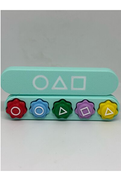 tekmation Kutulu-Bilyeli (Turkuaz Renk)  Squid Game Oyun 5 Taş Seti Renkli Taş Gonggi, Beş Taş, Kalamar Oyunu