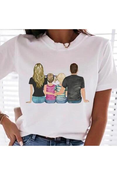 THİS GYOX Women's Printed Detail Oversize Bol Cut T-Shirt with Cycling Neck