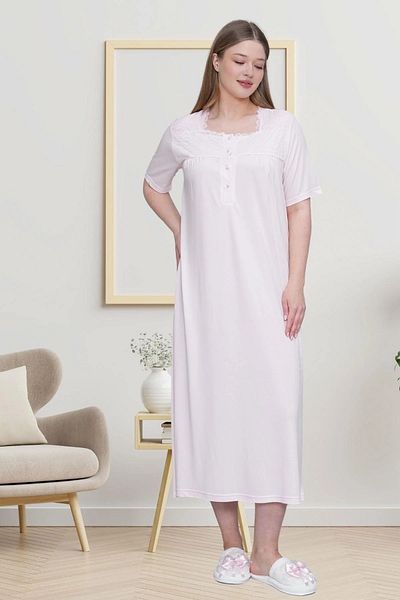 By Mecit Pijama Plus Size Women's Short Sleeve Mother Nightgown 95% Viscose 5% Lycra
