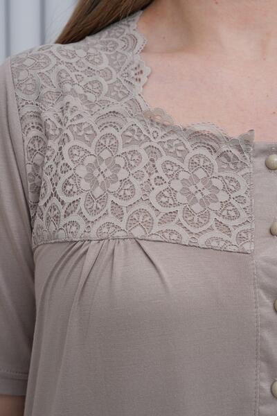 Mecit Pijama Γυναικείο κοντομάνικο νυχτικό Mother 95% Viscose 5% Lycra