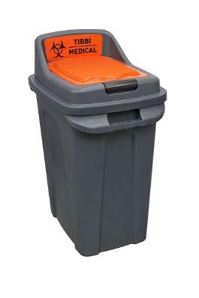 Planet KAPALI KAPAK TIBBİ ATIK 50LT. ANTRASİT-TURUNCU