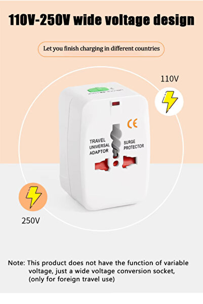 Derwell +150 Ülke Abd İngiltere Ab Dönüştürücü Uluslararası Fiş Adaptörü Dünya Seyahat AC Güç Şarj Adaptörü