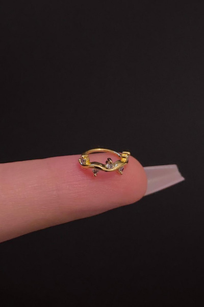 Blisse Piercing Kadın Zirkon Taşlı Daith, Septum ve Kıkırdak Halka Çelik Pier...