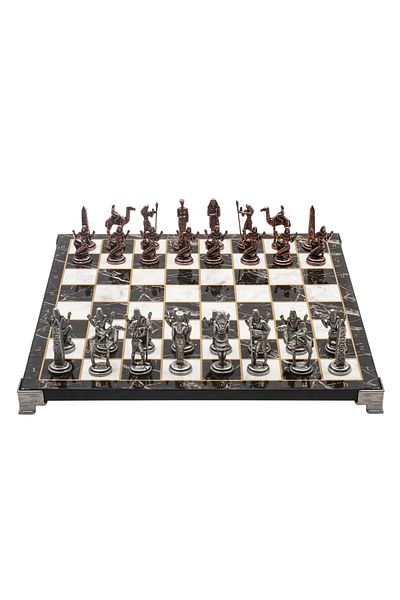 Cooper Chess 30cm Marble Patterned Bronze Ancient Egyptian Cleopatra Nefertiti Figured Chess Set Decorative Gift