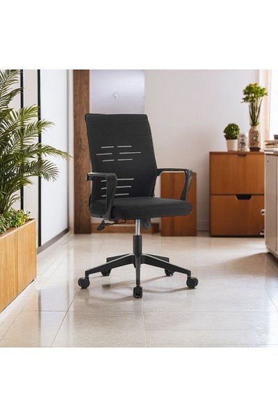 Ebticar Black Office Chair with Armrests and Metal Legs on Wheels