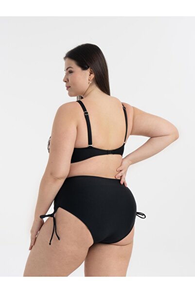 AQUAVİVA Aquaviva Women's Plus Size Black Leopard Print Katrina Gathering High Waist Bikini Set