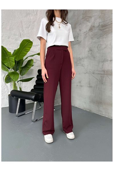 Elif Özbey Butik Plum Velcro Closure Palazzo Trousers