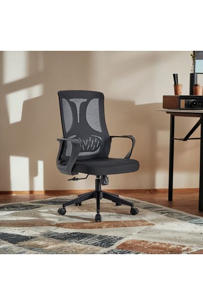 Ebticar Comfortable Ergonomic Office Chair with Lumbar Support, Black with Armrests
